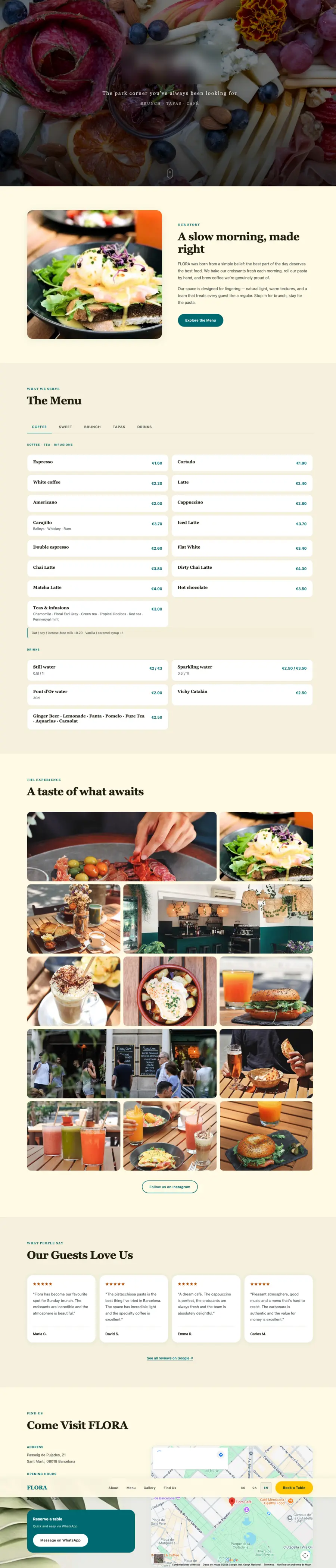 Brunch café website screenshot