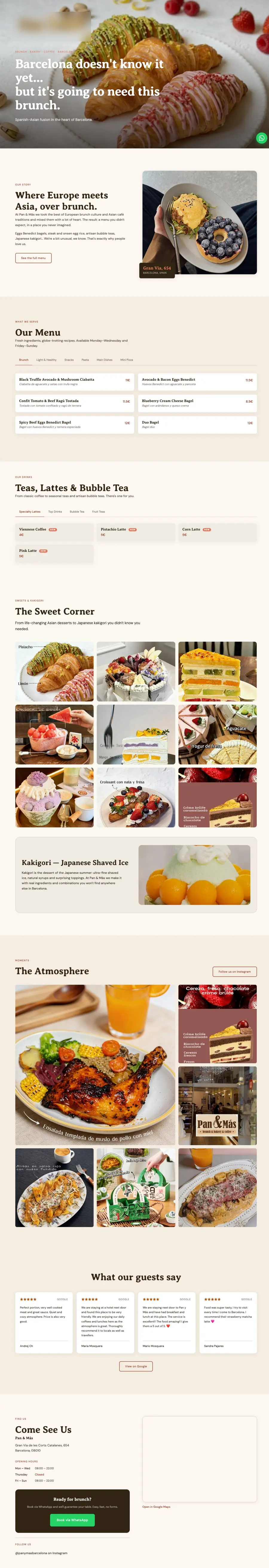 Spanish-Asian fusion brunch spot website screenshot
