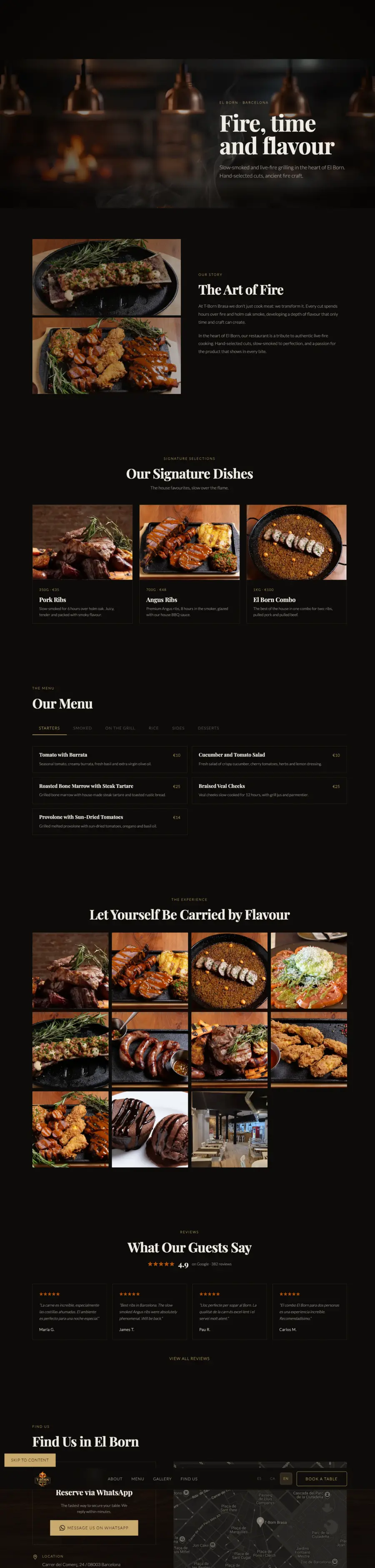 Steakhouse website screenshot